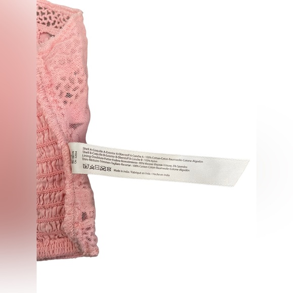 Peach lace size medium preloved People lined crop top - Picture 3 of 4